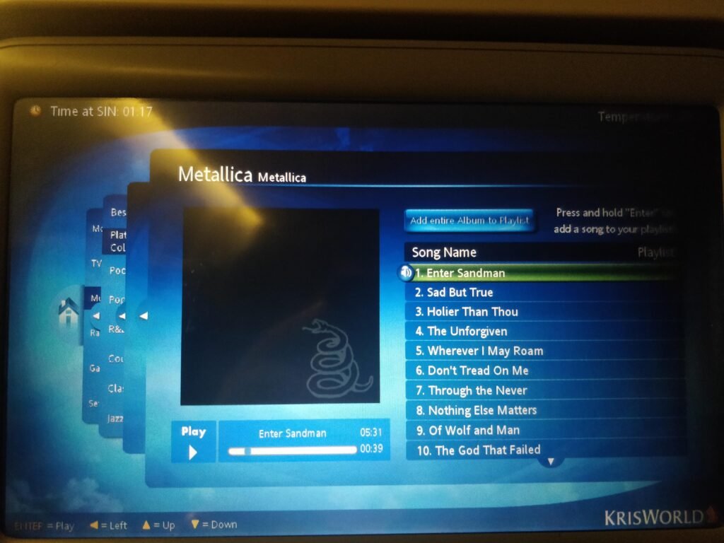 in flight entertainment in Singapore airlines flight to singapore and then bali indonesia