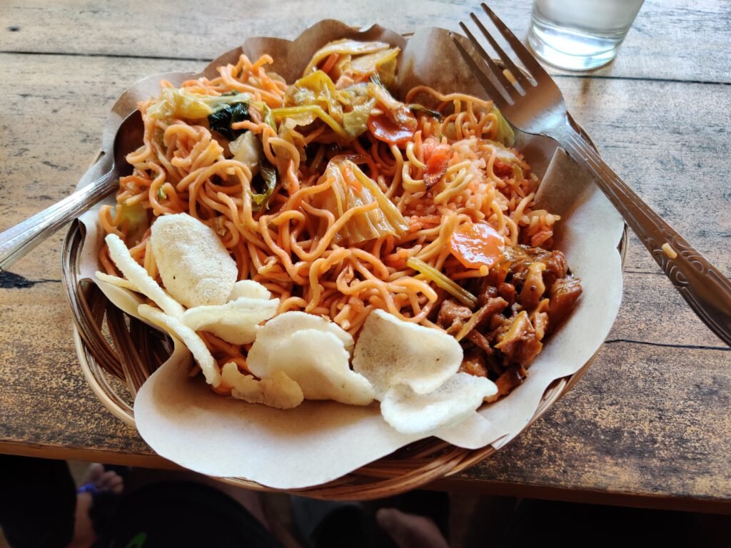 lunch after white water rafting at bali indonesia