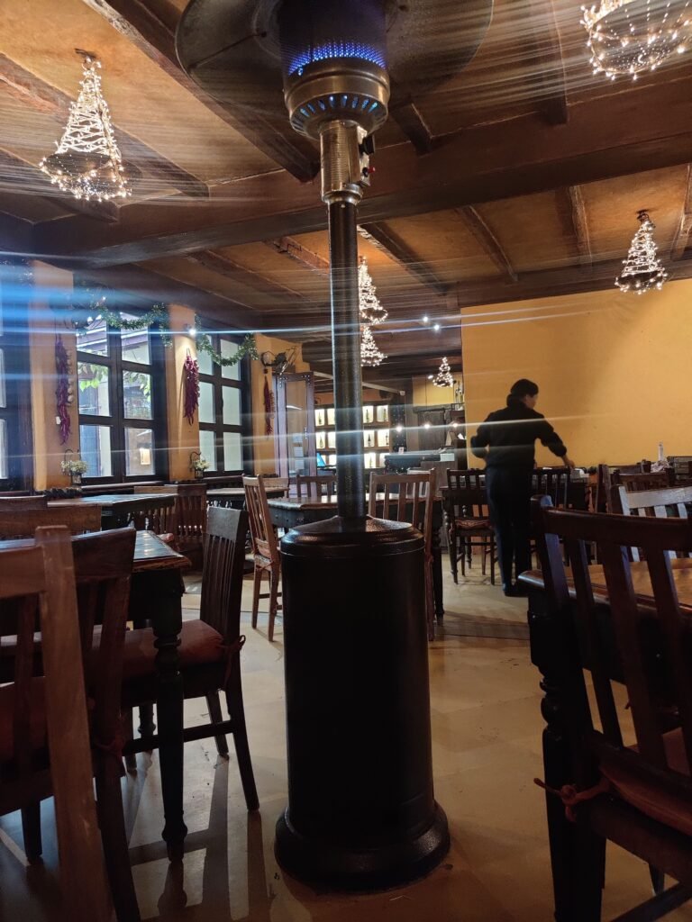 Roadhouse hotel in thamel nepal with cozy furnace