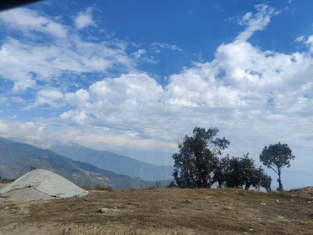 white mountain from the road on the way to kuri village kalinchowk nepal